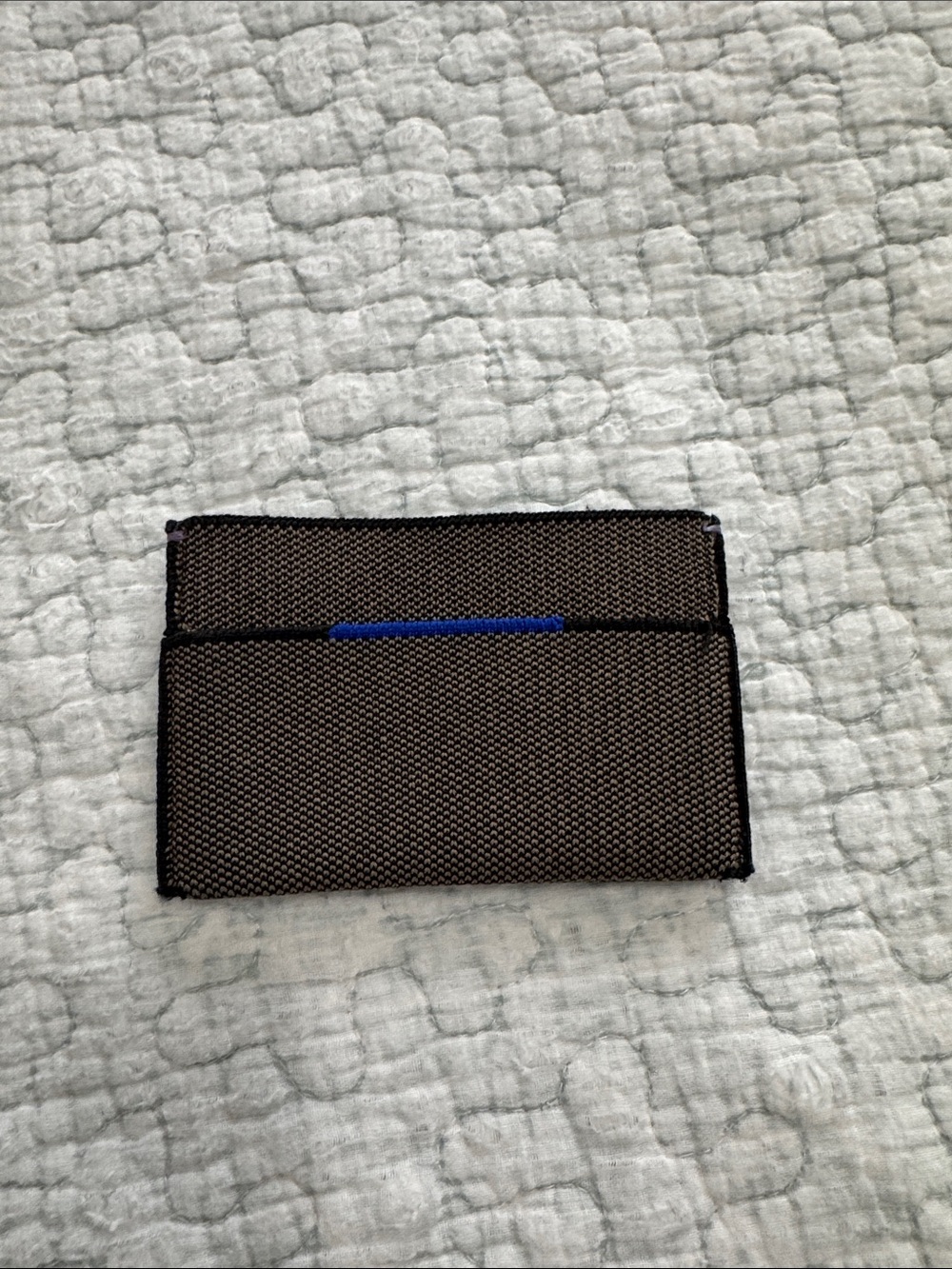 Rothy's Brown Canvas Card & Key Sleeve with Blue Stitching Accent